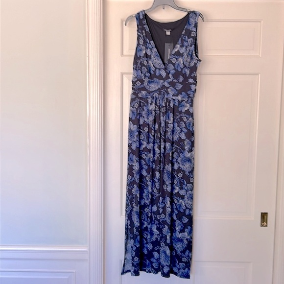 Tommy Hilfiger Navy Floral Blue Maxi Dress Classic Empire Silhouette NEW Size 6 - Picture 1 of 11